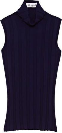 Câllas Milano Romy Sleeveless Turtleneck in Merino Wool Rib in Navy at Nordstrom, Size X-Large It