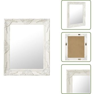 vidaXL The Living Store Specchio da Parete Stile Barocco 50x60 cm Bianco - Specchio barocco