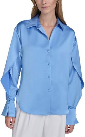 Halston Heritage Ruffle Sleeve V-Neck Blouse