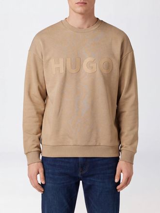 HUGO BOSS Felpa girocollo in cotone a maniche lunghe con logo tono su tono