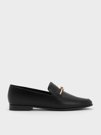 Charles & Keith Metallic Knot-Bar Loafers