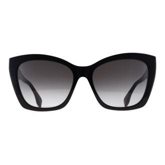 Fendi Cat Eye Womens Shiny Black Smoke Grey Gradient FE40151I Lettering - One Size