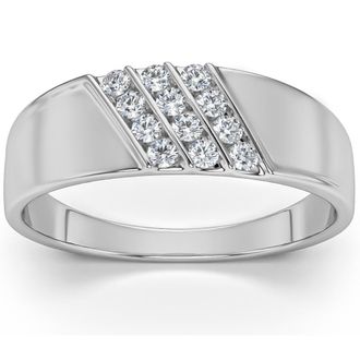 Pompeii3 1/5Ct Multi Row Mens Diamond Polished Gold Lightweigt Ring