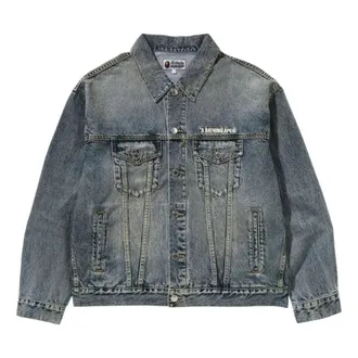 A Bathing Ape Distressed Denim Trucker Jacket Light Indigo 1K80-140-308-LIGHTINDI