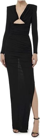 Elisabetta Franchi Gedrapeerde Jersey Cr&ecirc;pe Maxi Jurk - Dames - Avondkleed - Zwart - M - Kleedjes