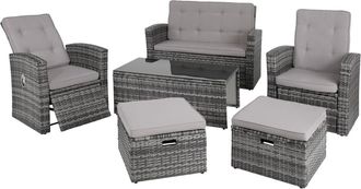 TecTake Conjunto de rat&aacute;n con estructura de aluminio y resistente gris