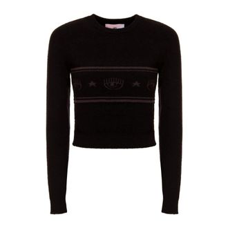 Chiara Ferragni Gebreide Trui Lange Mouwen - Dames - Ronde hals truien - Zwart - XL - Truien & Vesten