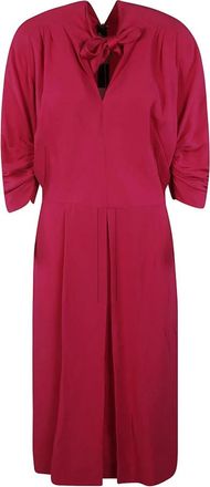 Marni Jurk met geplooide mouwen en strik - Dames - Casual kleedjes - Roze - S - Katoen - Kleedjes