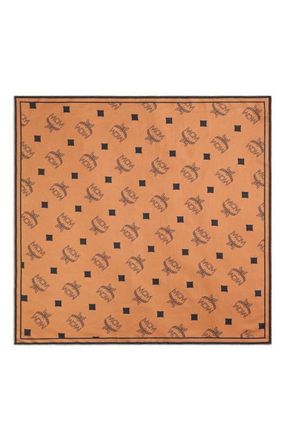 MCM Monogram Print Bandana Scarf in Cognac at Nordstrom
