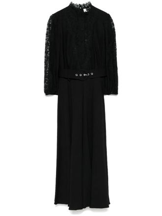 Nissa lace-detailed midi dress - women - Polyamide/Viscose - 46 - Black