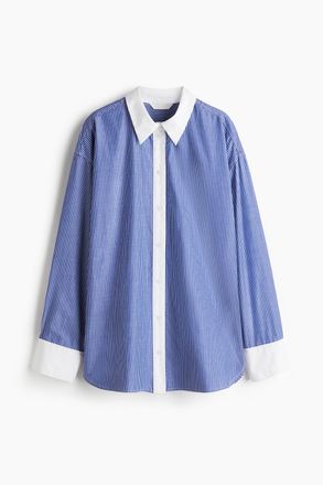 H&M Oversized Popelinebluse - Blue