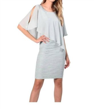 Frank Lyman Design Diamante Trim Cape Dress In Seagreen