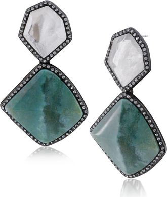 Jardin Geometric Crystal Drop Earrings in Green/Black Rhodium at Nordstrom Rack