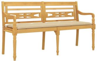 vidaXL Vidaxl - Banco Batavia Con Coj&iacute;n Beige Madera Maciza De Teca 150 Cm