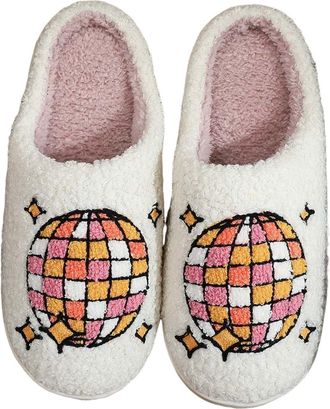 Generic Slippers for Women and Men Soft Plush Comfy Warm Couple Slip On House Happy Face Flat Slides Fuzzy Ladies Shoes For Winter Indoor Outdoor