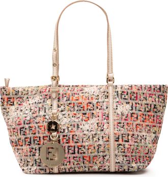 Fendi Pre-owned Womens Mini Zucchino Canvas Floral Superstar Tote - Ivory Textile - One Size