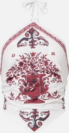 Bananhot Gemine printed cotton halterneck top
