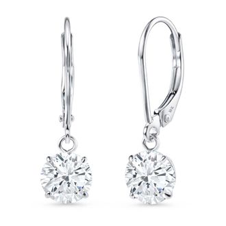 MAX + STONE 10k Yellow or White Gold Leverback Cubic Zirconia Dangle Earrings 5mm to 10mm