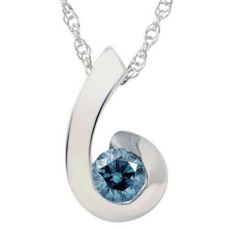 Pompeii3 1/4ct Blue Diamond Solitaire Pendant 14K White Gold