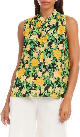 Karen Kane Floral Sleeveless Button-Up Top at Nordstrom, Size X-Small