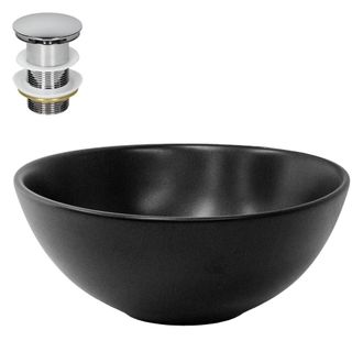 ECD Germany Lavabo negro mate cer&aacute;mico &oslash; 280 x 150 mm redondo