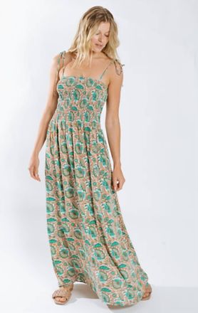 Raga Ujala Smocked Maxi Dress In Teal