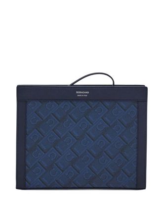 Ferragamo Clutch met jacquard monogram - Blauw