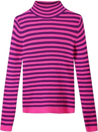 Pom Amsterdam Riley Gestreepte Pullover - Dames - Coltruien - Veelkleurig - M - Polyester - Truien & Vesten