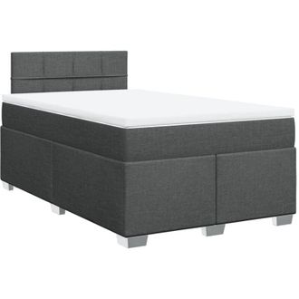 vidaXL Cama Box Spring Con Colch&oacute;n Tela Gris Oscuro 120x200 Cm Vidaxl