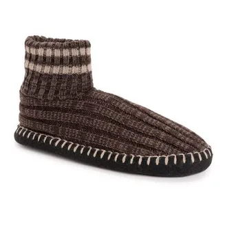 Muk Luks Cuff Bootie Slipper in Brown Marl at Nordstrom, Size Small