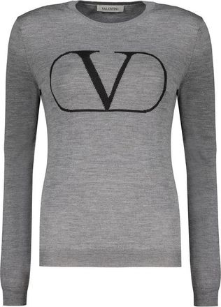 Valentino WomenS Grey Wool Logo Sweater, Size 42