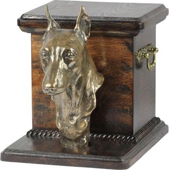 OEM Pinscher Miniatura: Urna Para Cenizas De Perro Con Estatuilla, Elegante Urna Para Perro, Urna &Uacute;nica Con Busto De Perro De Art-dog
