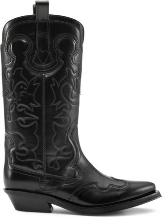 Ganni mid-shaft western boots - Zwart