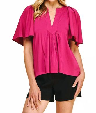 Pinch Design Short Sleeve Oversized Top In Berry