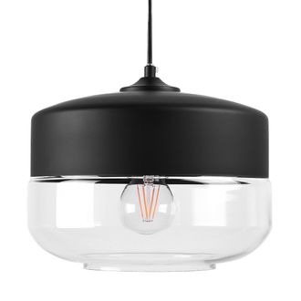 Beliani L&aacute;mpara Colgante Pantalla De Cristal Transparente Negra Dise&ntilde;o Moderno Redondo Geom&eacute;trico Murray