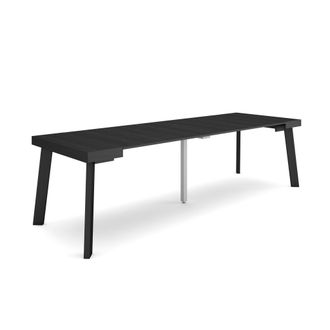 Skraut Home Mesa Consola Extensible, Mesa Comedor Plegable, 260, Para 12 Comensales, Patas De Madera, Estilo Moderno, Negro - Skraut Home
