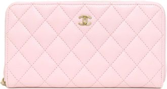 Chanel Pink Leather Long Wallet (Bi-Fold) (Pre-Owned)