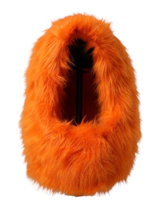Dolce & Gabbana Womens Orange Faux Fur Whole Head Wrap Hat Modacrylic Polyester