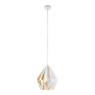 Loops Hanging Ceiling Pendant Light White & Honey Geometric 1x 60W E27 Feature Lamp