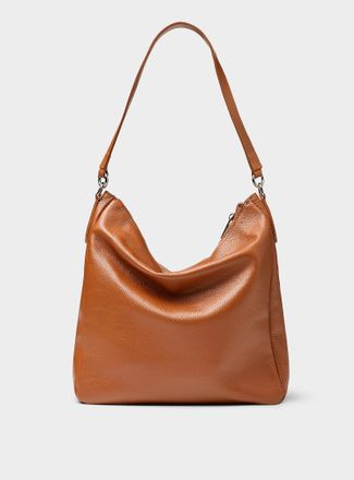 Simons Womens Pebbled leather minimalist hobo bag Exclusive collection from Italy