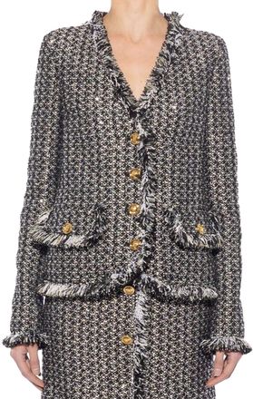 Giambattista Valli Boucle Jacket With Fringe Detail In Multi