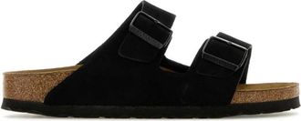 Birkenstock Arizona Su&egrave;de Leer Smalle Pasvorm - Dames - Sandalen - Zwart - 44 EU - Leer - Schoenen