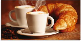 Artland Glasbild »Dampfender Cappuccino und Croissant« Getränke 1 Stk. tlg. in verschiedenen Grössen