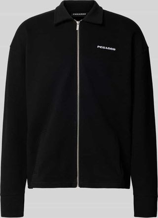 Pegador Oversized Sweatjacke mit Strukturmuster Modell Tate in Black, Gr&ouml;&szlig;e XXL