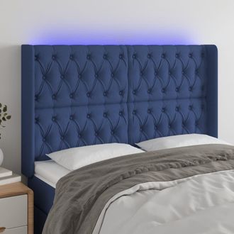 vidaXL Cabecero Con Led De Tela Azul 147x16x118/128 Cm Vidaxl