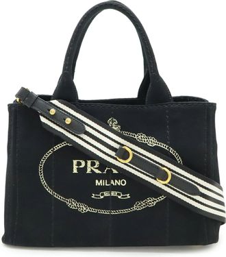 Prada Black Nero Canapa Shoulder Bag Tote Bag (Pre-Owned)