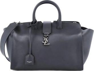 Saint Laurent Monogram Cabas Downtown Leather Small tote bag - Grijs