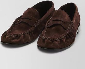 Saint Laurent suede loafer round toe braided detail