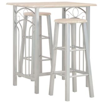 vidaXL Set Da Bar 3 Pz In Legno E Acciaio - Vidaxl