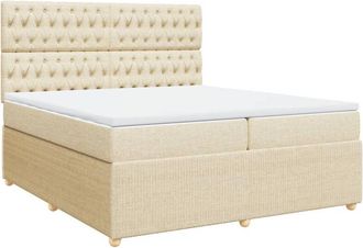 vidaXL Cama Box Spring Con Colch&oacute;n Tela Color Crema 200x200 Cm Vidaxl